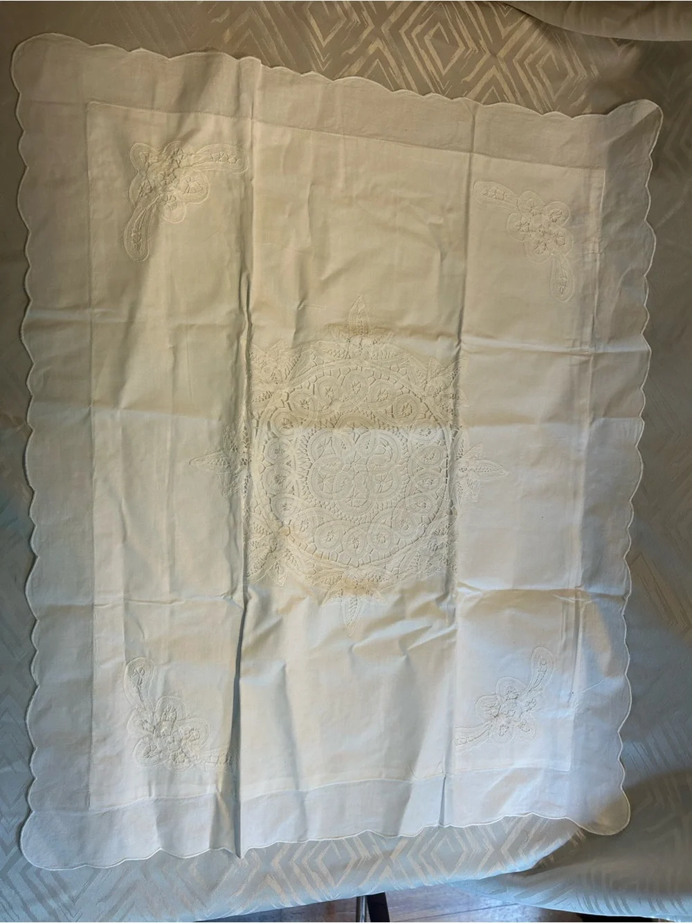 Pair of Vintage Battenburg Lace Pillow Shams NWT
